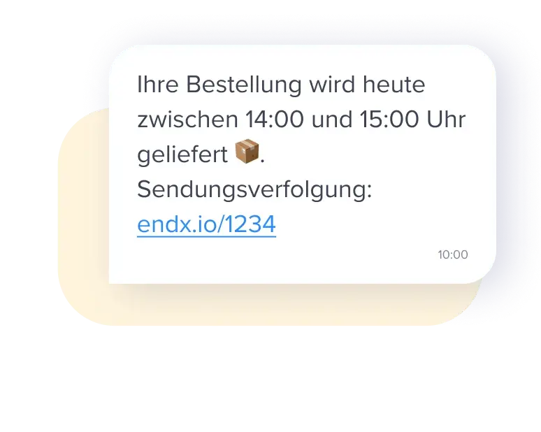 Lieferbenachrichtigung mit Zeitfenster und Link zur Sendungsverfolgung